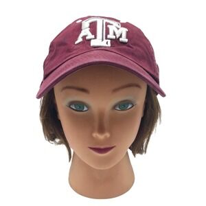 Texas A&M Hat Cap Adjustable Strap Aggies unstructured Hat Cap Maroon White Logo